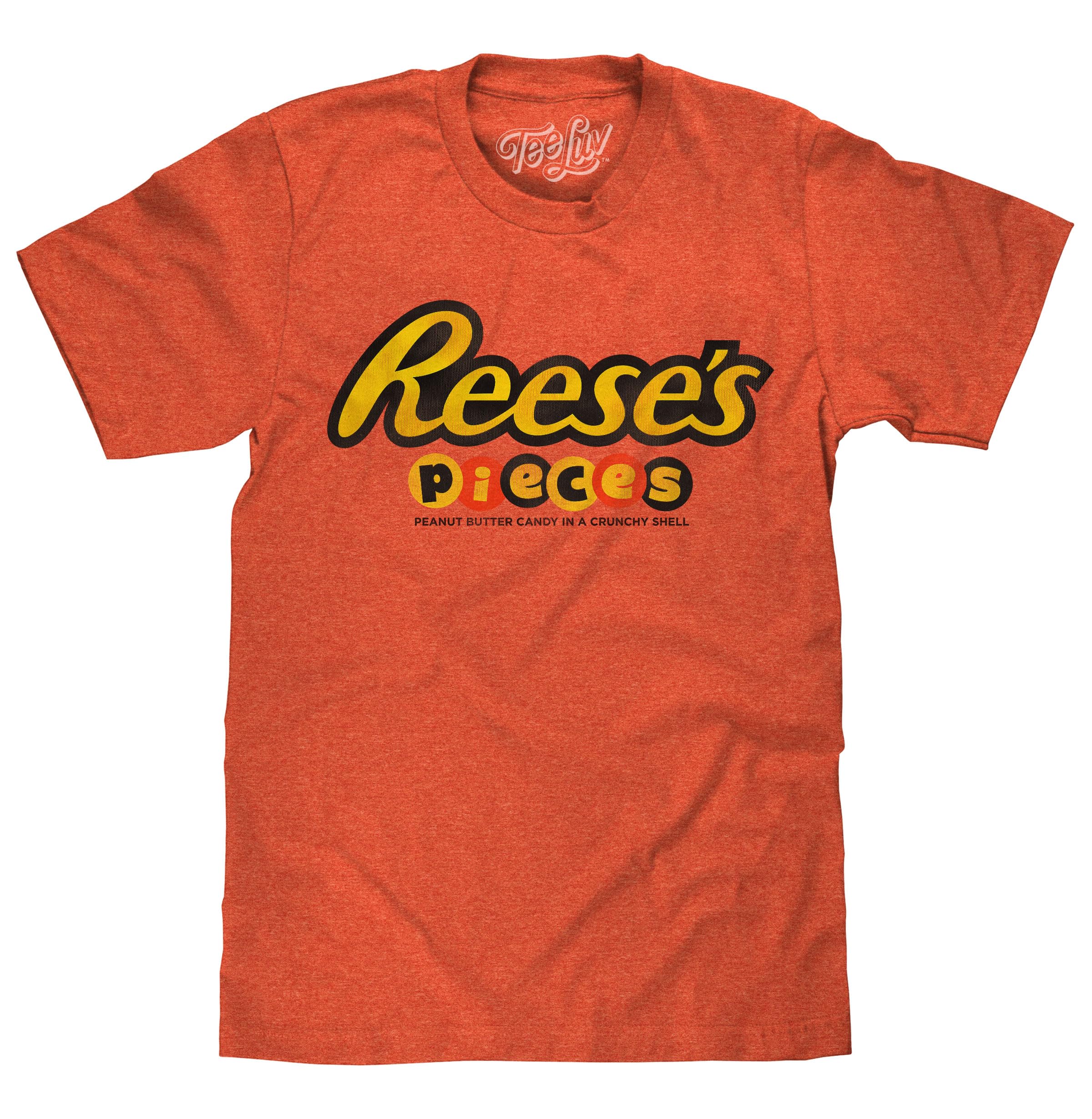 Reese's Pieces T-Shirt | Official Peanut Butter Candy Logo Graphic Tee - Perfect for Halloween Costumes, Candy Lover Gifts & Casual Wear