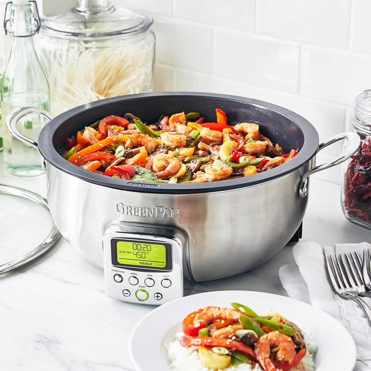 Premium Multifunction Deep Electric Skillet - 12-inch Stainless Steel Cookware with Adjustable Temperature for Frying, Sautéing & Simmering | Perfect for Home Kitchen, Camping & Dorm Cooking