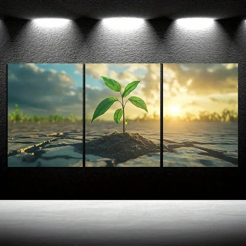 3-Piece Green Leaf Metal Wall Art Prints - Ready to Hang Home Decor for Living Room, Bedroom & Office | Nature-Inspired Botanical Decor