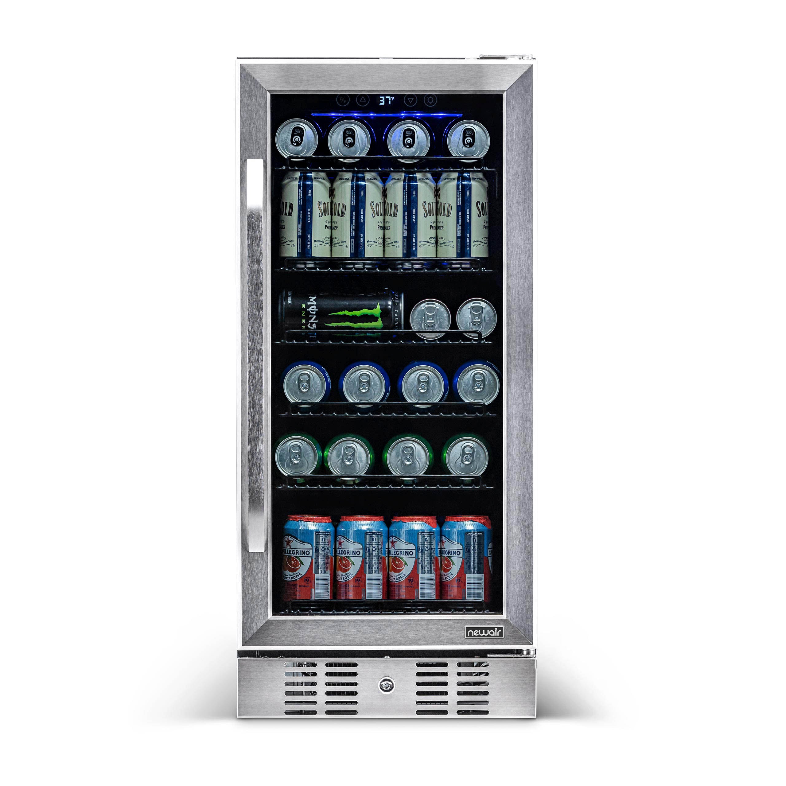 Newair® 96 Can Built-In Stainless Steel Beverage Refrigerator - Perfect for Home Bars, Office, and Entertaining Spaces