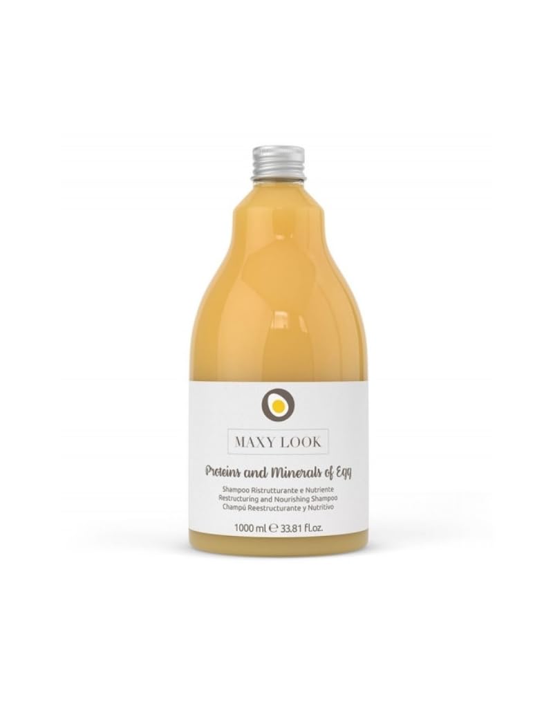 Maxy Look Restructuring & Nourishing Shampoo with Egg Proteins & Minerals - Softens, Strengthens & Adds Shine to All Hair Types - Deep Conditioning Treatment for Dry, Damaged & Color-Treated Hair - 1000ml Bottle for Daily Hair Care & Salon-Quality Results at Home