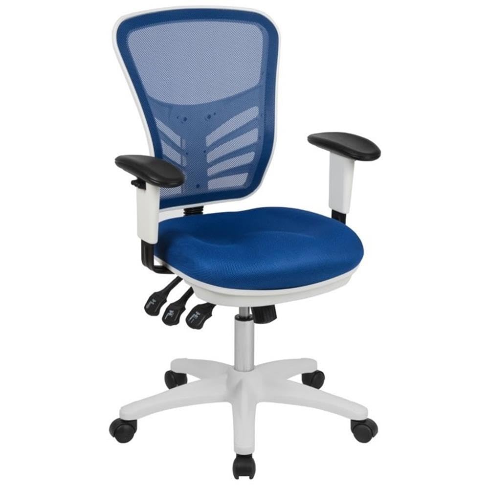 UrbanPro Mid Back Executive Mesh Office Swivel Chair - Ergonomic Desk Chair with Breathable Mesh Back & Adjustable Height, Blue & White - Perfect for Home Office, Conference Rooms & Workspaces