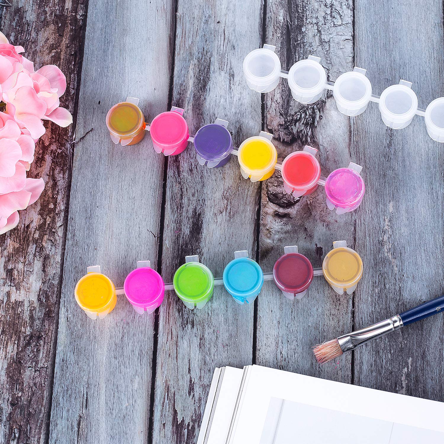 12 Strips 72 Pots 0.17Oz Mini Empty Paint Cups with Lids - Plastic Storage Containers for Arts & Crafts, Painterly Paint, Eye Primer - Perfect for DIY Projects, Makeup Organization & Artist Studios