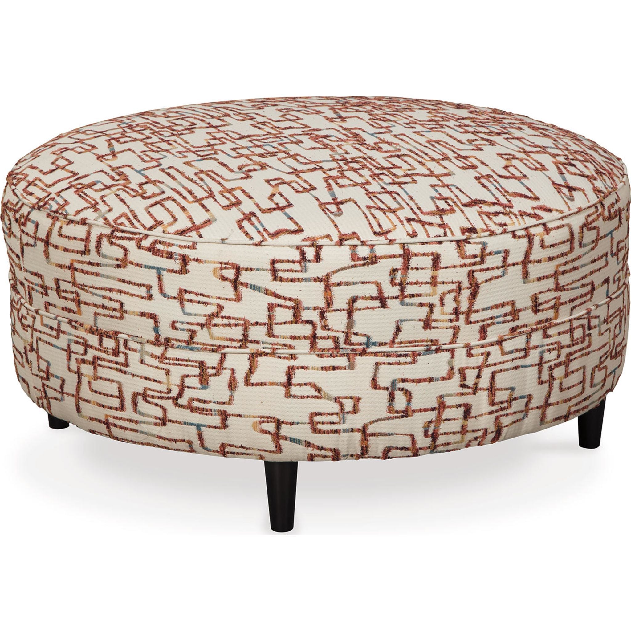Amici Oversized Accent Ottoman Fiesta - Large Round Footstool Pouf with Colorful Boho Pattern, Perfect for Living Room, Bedroom or Nursery Decor