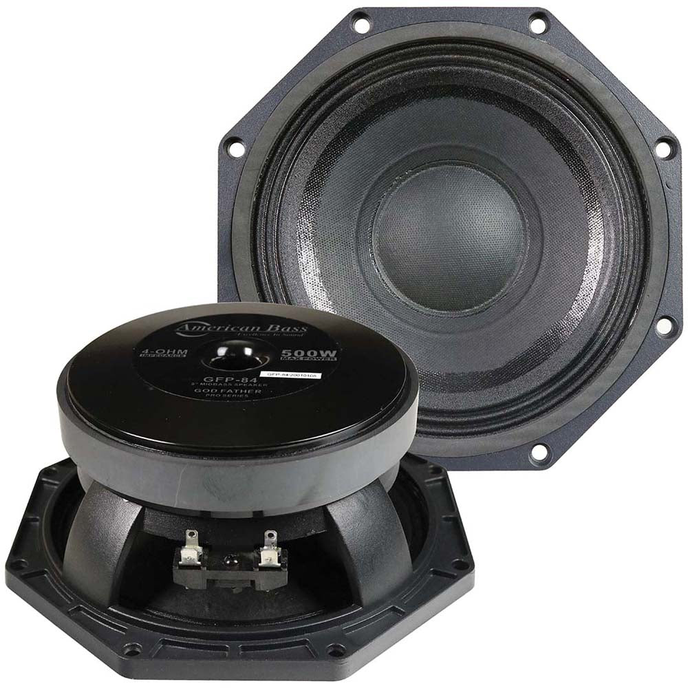 American Bass GFP84 8 Inch 4 Ohm Midbass Speaker - 250W RMS / 500W Max Power - High Performance Car Audio for Enhanced Bass & Sound Quality - Perfect for Car Stereo Upgrades & Custom Audio Systems