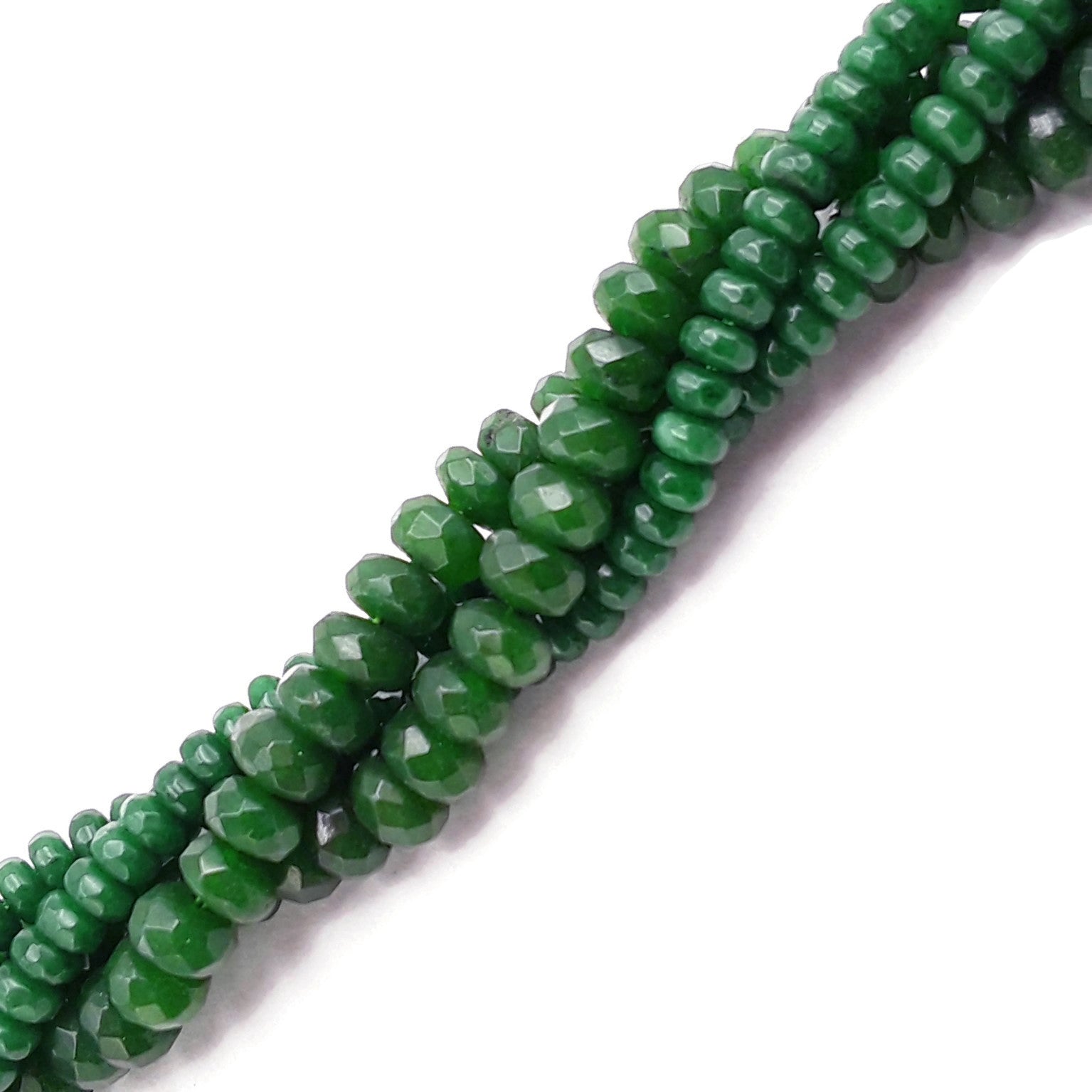 Dark Green Dyed Jade Faceted Rondelle Beads - 3x4mm, 4x6mm, 5x8mm Sizes - 15.5 Inch Strand for Jewelry Making, DIY Crafts, Bracelets & Necklaces - Perfect for Bohemian, Ethnic & Handmade Designs