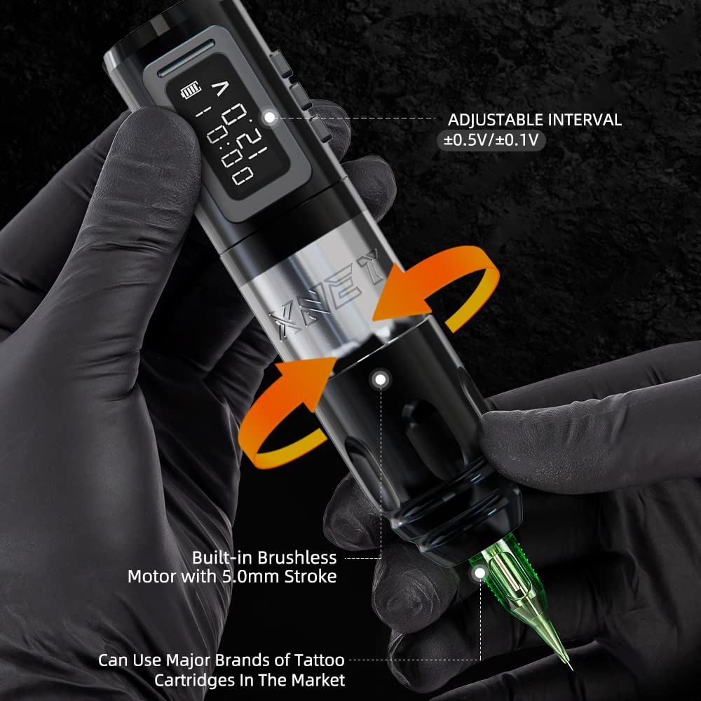 Professional Wireless Tattoo Machine Kit - Brushless Rotary Tattoo Pen Gun with 1800mAh Battery & LCD Display | Portable Cordless Tattoo Equipment for Artists | Perfect for Studio, Home & Travel Tattooing