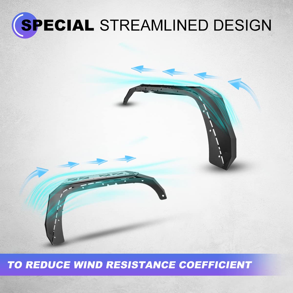 2007-2018 Jeep Wrangler JK/JKU Front Fender Flares with LED Sequential Turn Signals - Steel Wheel Fender Replacement for 2/4-Door Models | Off-Road Protection & Style Upgrade