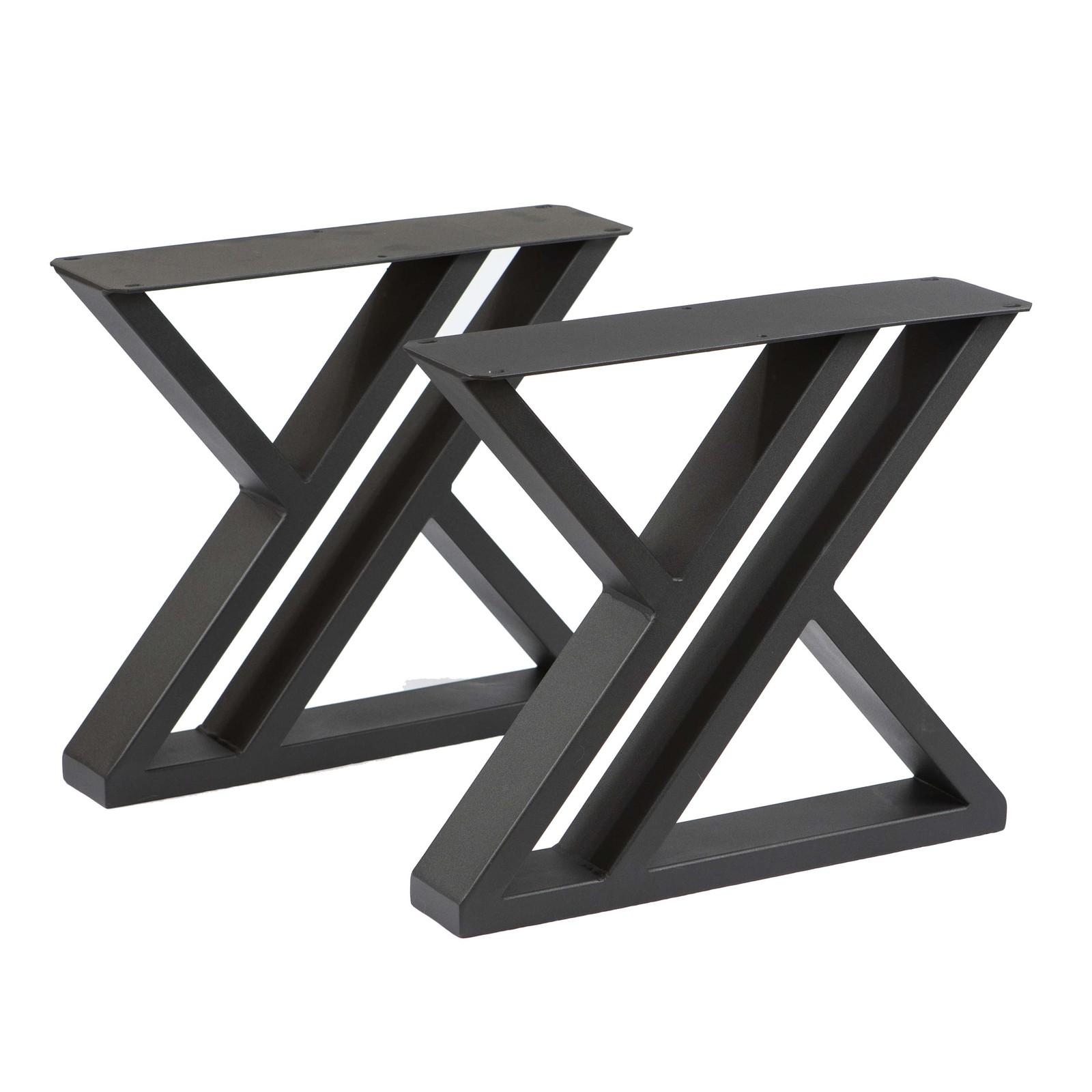 Black Powder Coated SS1120 Double Z Coffee Table Legs - 1 Pair Set for Modern Living Room Furniture & DIY Projects