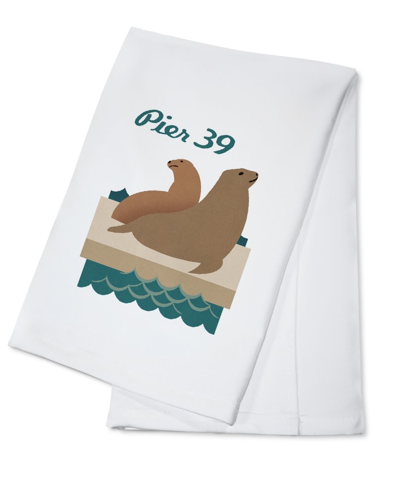 San Francisco California Retro Skyline Pier 39 100% Cotton Tea Towel - Decorative Hand Towel for Kitchen & Home - Perfect for Dish Drying, Gift Giving & Coastal Home Decor
