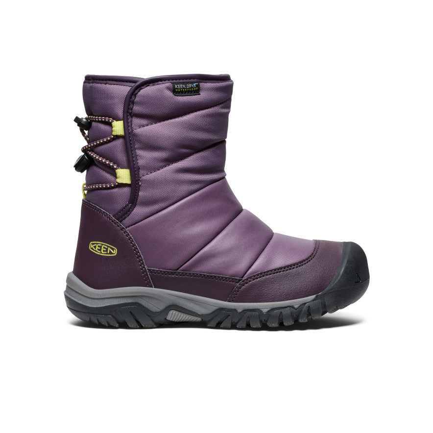 Big Kids' Puffrider Waterproof Winter Boots - Black Plum/Daiquiri Green | Warm Snow Boots for Boys & Girls | Perfect for Snow Play, Hiking & Cold Weather