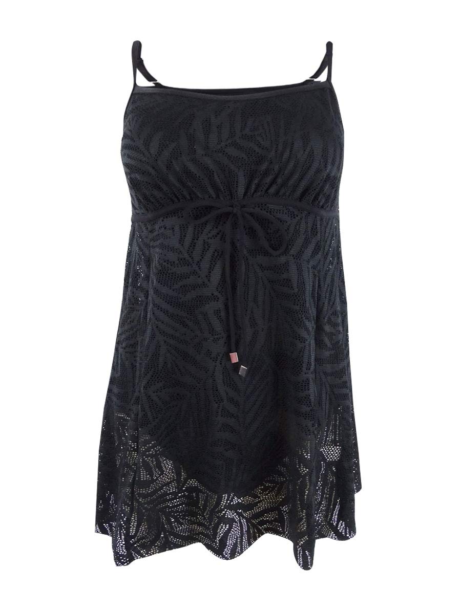 Empire Princess Seam Crochet One-Piece Swimdress - Flattering Swimwear for Women, Modest Bathing Suit with Skirt, UPF 50+ Sun Protection - Perfect for Beach Vacations, Pool Parties & Resort Getaways
