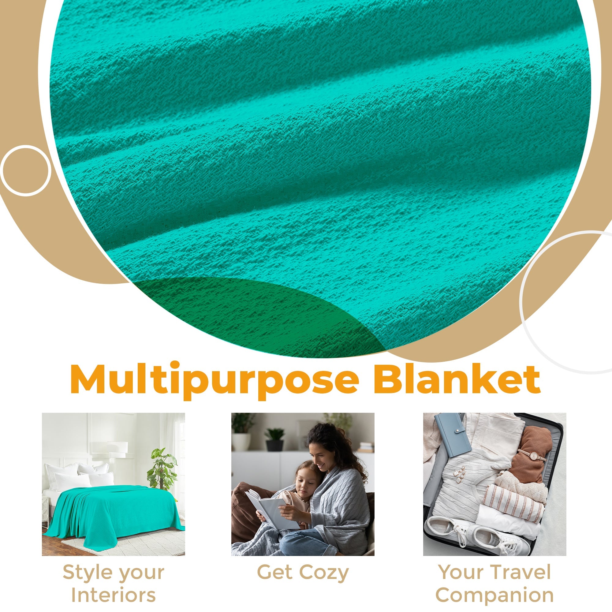 Premium Textured Cotton Waffle Weave Blanket - Soft & Breathable Throw for Bed, Sofa & Couch - Cozy Home Decor Gift for All Seasons
