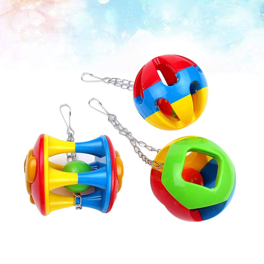 Balacoo Parrot Toys - 3pcs Interactive Chew Bite Toys for Cockatiels, Conures & Lovebirds | Hollow-Out Feet Rattle, Educational & Fun Playing | Perfect for Training, Boredom Relief & Bonding Time