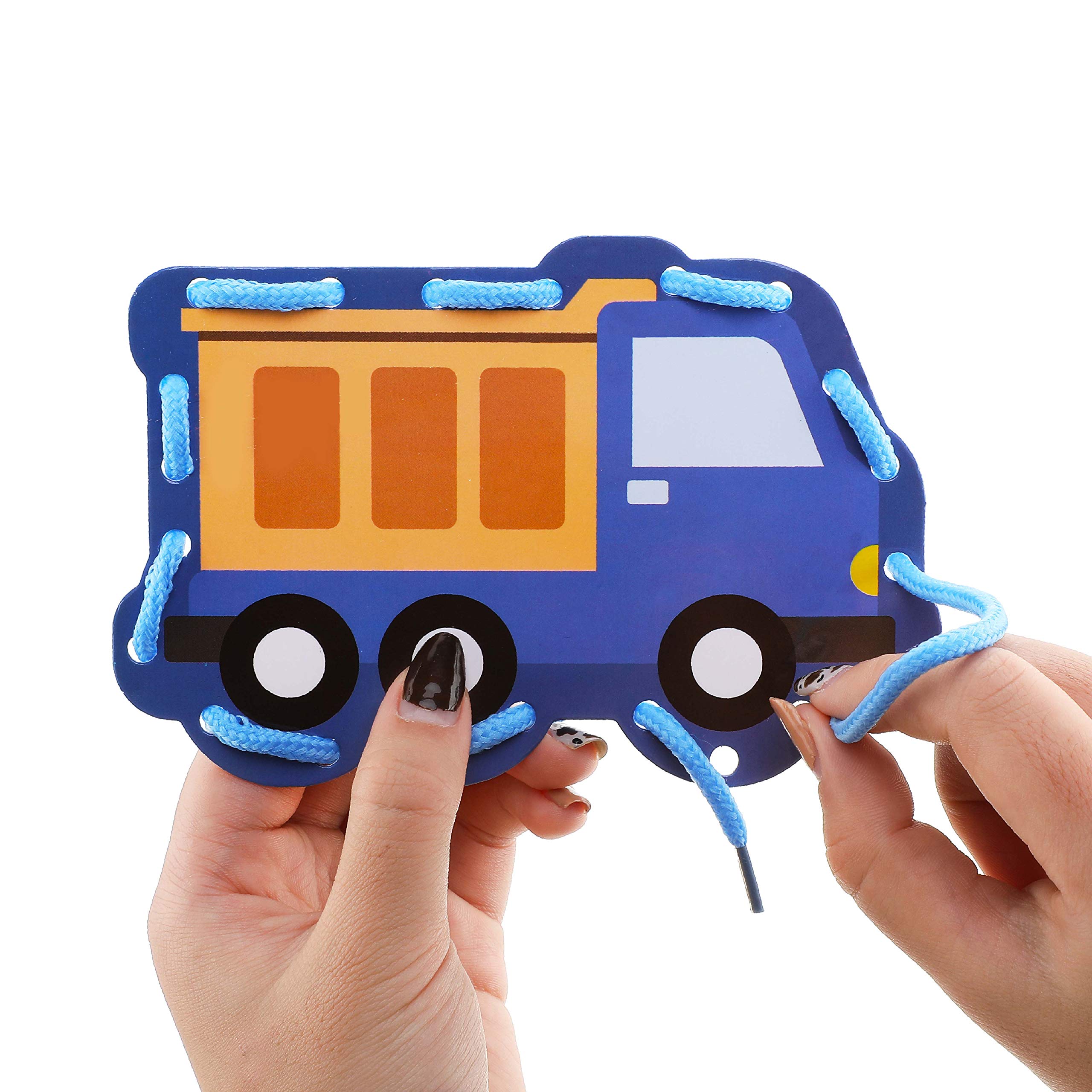 Zonon 8-Piece Kids Lacing Cards Set - Transportation Theme Educational Sewing Game for Toddlers | Develop Fine Motor Skills & Imagination | Perfect for Preschool Learning & Birthday Party Favors