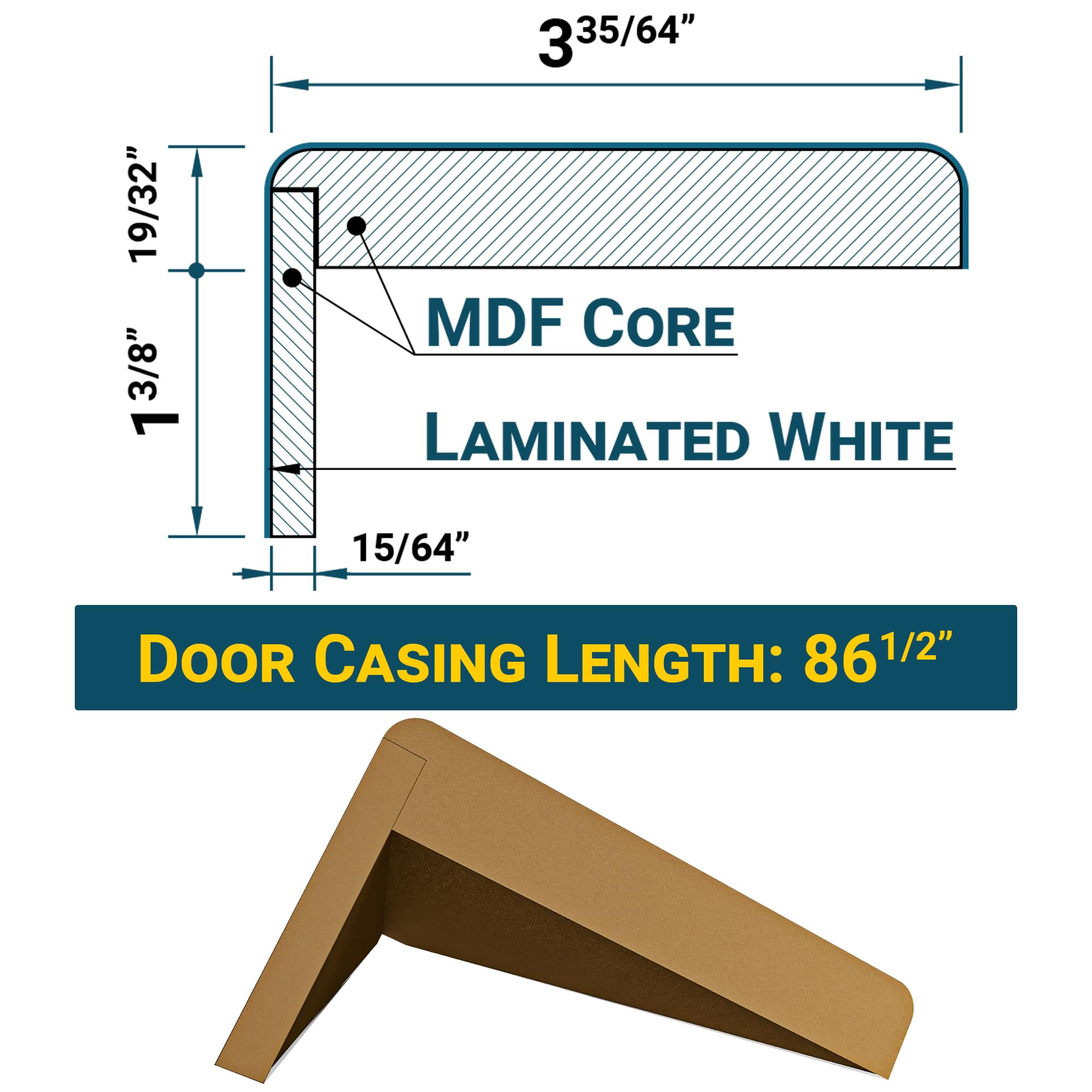 Solid Pine Wood Prefinished Interior Door Jambs and Casings Set - 80