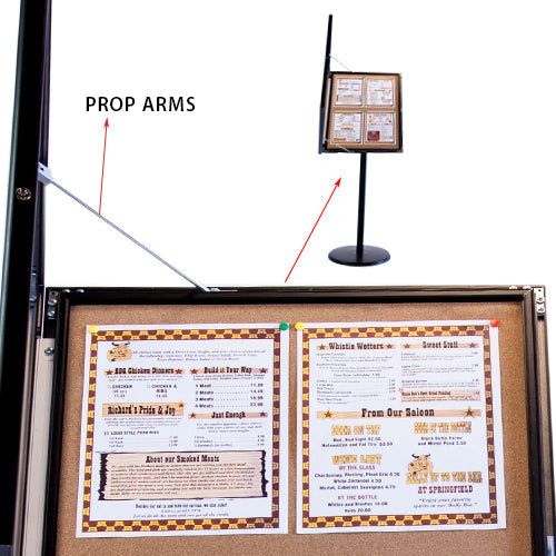 Lockable Rotating Cork Board Menu Stand - Tilted Floor Sign Holder for 8.5” x 11” Menus, Posters & Signs (Displays 4 Items) - Perfect for Restaurants, Cafes & Retail Stores