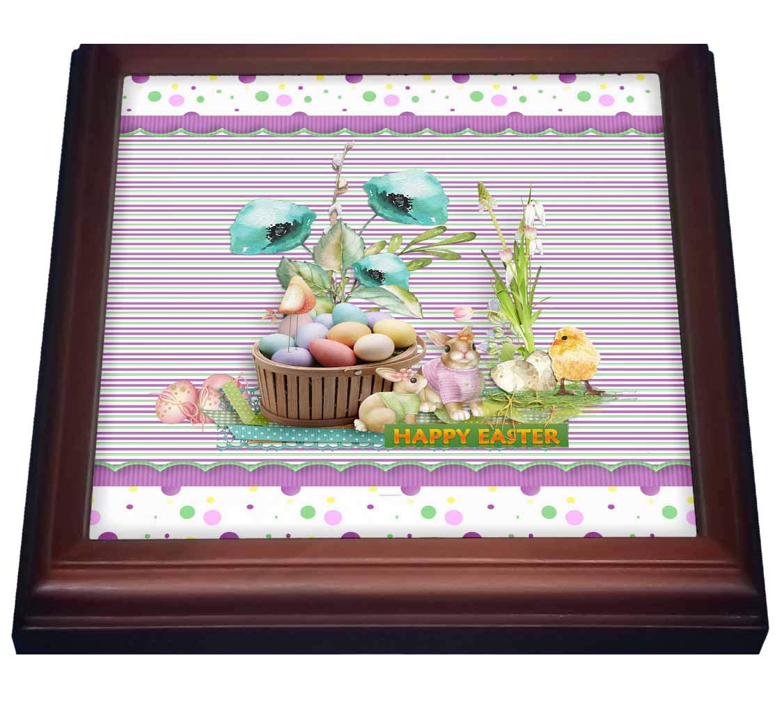 3D Rose Easter Trivet - Bunnies, Bird, Chick, Basket of Eggs & Flowers Design - Heat Resistant Kitchen Decor for Easter Dinner & Spring Home Decor