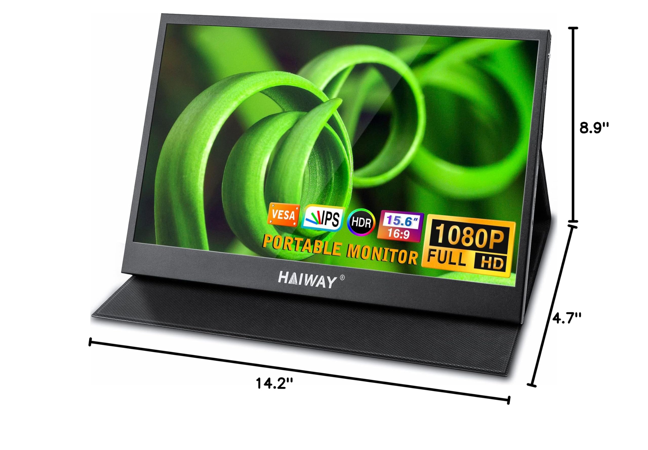 15.6 Inch Portable Monitor - 1080P FHD IPS USB-C HDMI External Second Screen for Laptop, PC, Mac, Phone, PS4, Xbox & Switch - Dual Speakers with Protective Cover - Ideal for Gaming, Work & Travel
