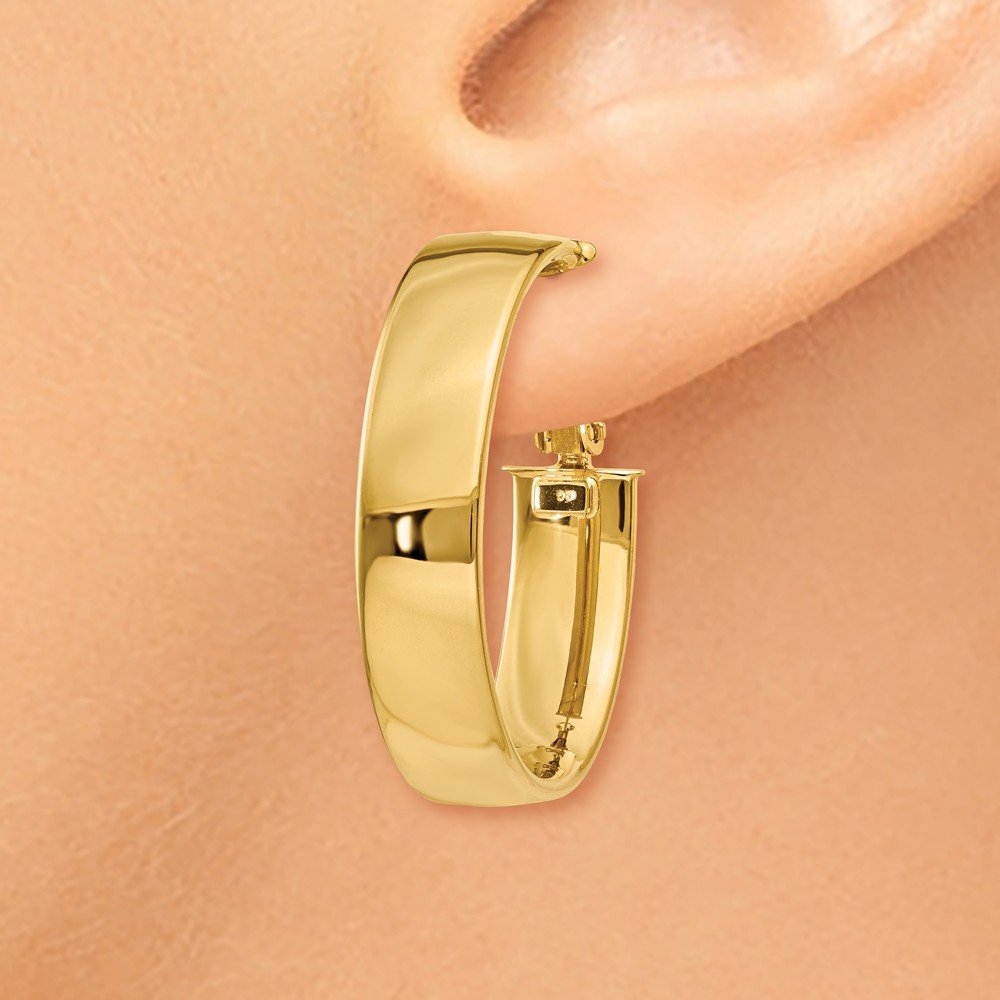 14K Solid Yellow Gold Oval Hoop Earrings for Women - Elegant Everyday & Special Occasion Jewelry Gift
