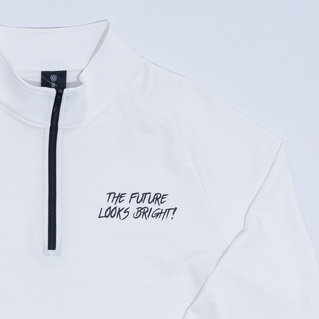 White Future Looks Bright Performance 1/4 Zip Pullover - Lightweight Athletic Quarter Zip Top for Running, Gym & Outdoor Activities