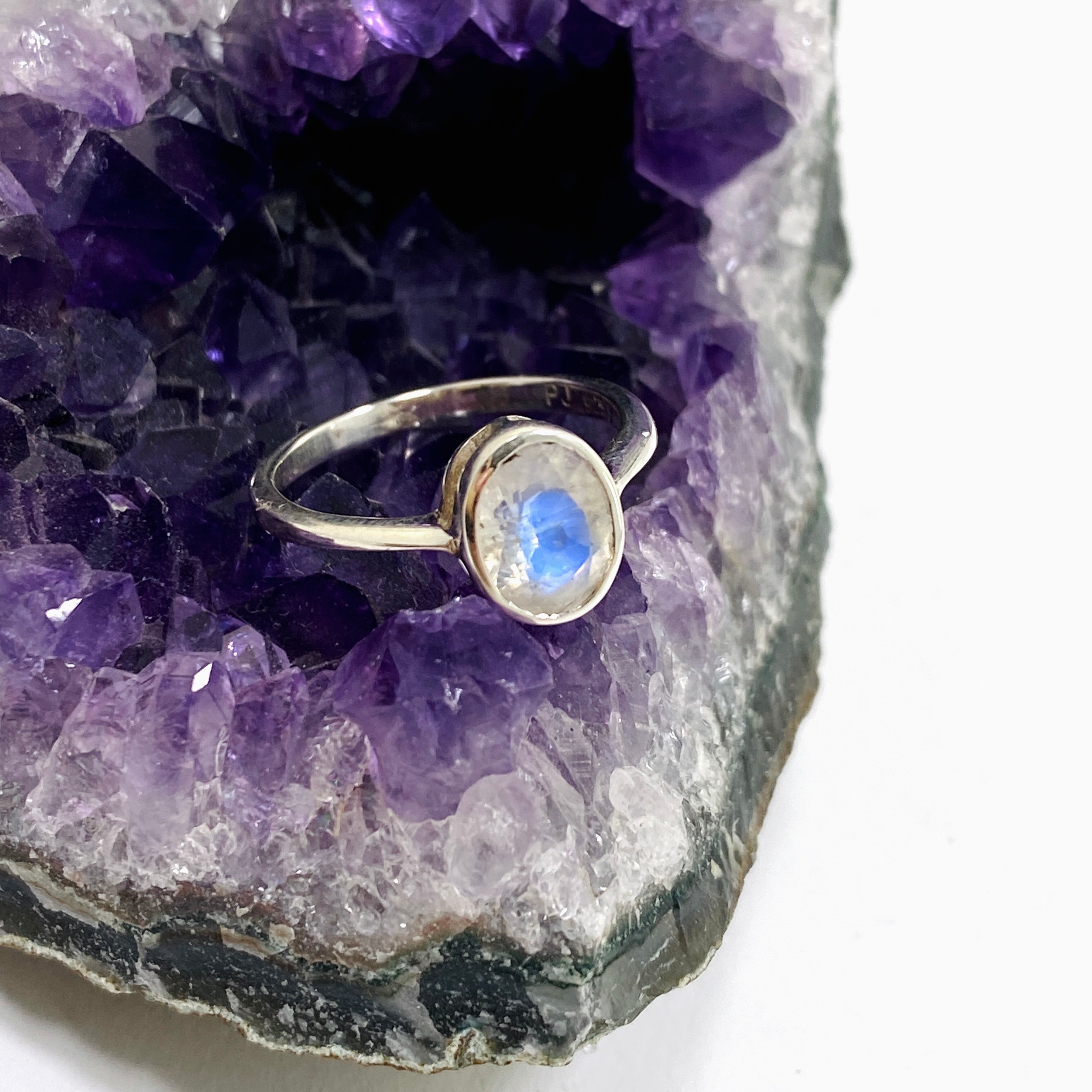 Moonstone Oval Faceted Ring PRGJ632 - Elegant Gemstone Jewelry for Women, Perfect for Weddings, Parties & Everyday Wear