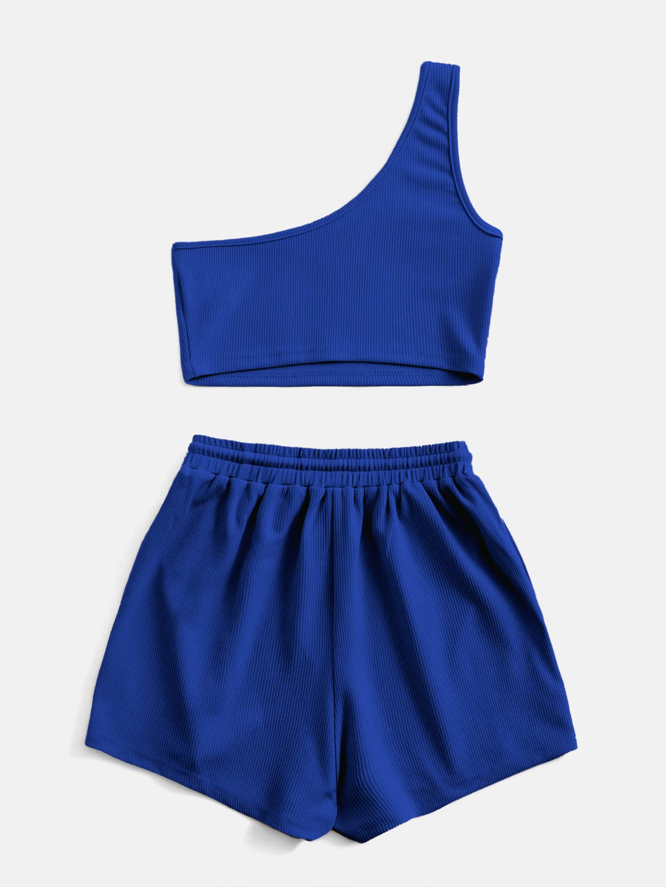 Verdusa Women's One Shoulder Tank Top & Lounge Shorts 2-Piece Tracksuit Set - Comfortable Workout Outfit for Yoga, Gym & Casual Wear