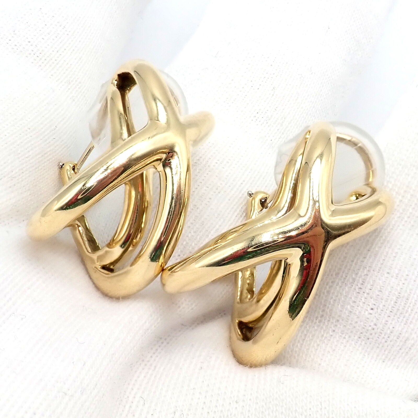 Vintage Tiffany & Co Claflin 18k Yellow Gold Large Double X Crisscross Earrings - Luxury Statement Jewelry for Women, Perfect for Weddings & Special Occasions