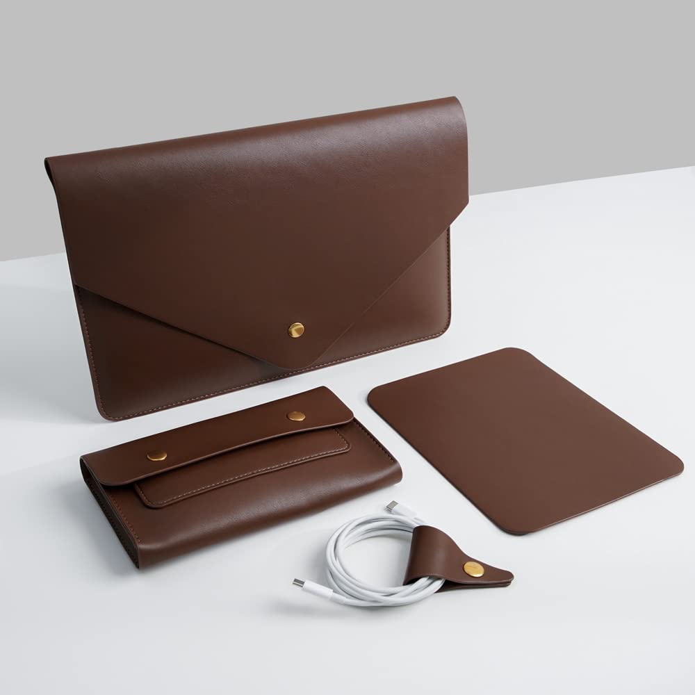 Premium PU Leather Laptop Sleeve for 14