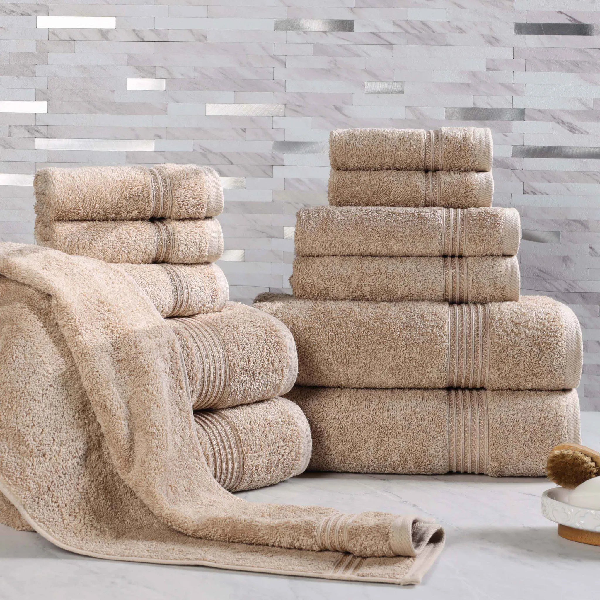 Premium 12-Piece Egyptian Cotton Towel Set - Ultra Soft, Highly Absorbent Bath & Beach Towels for Luxury Spa, Hotel, and Home Use