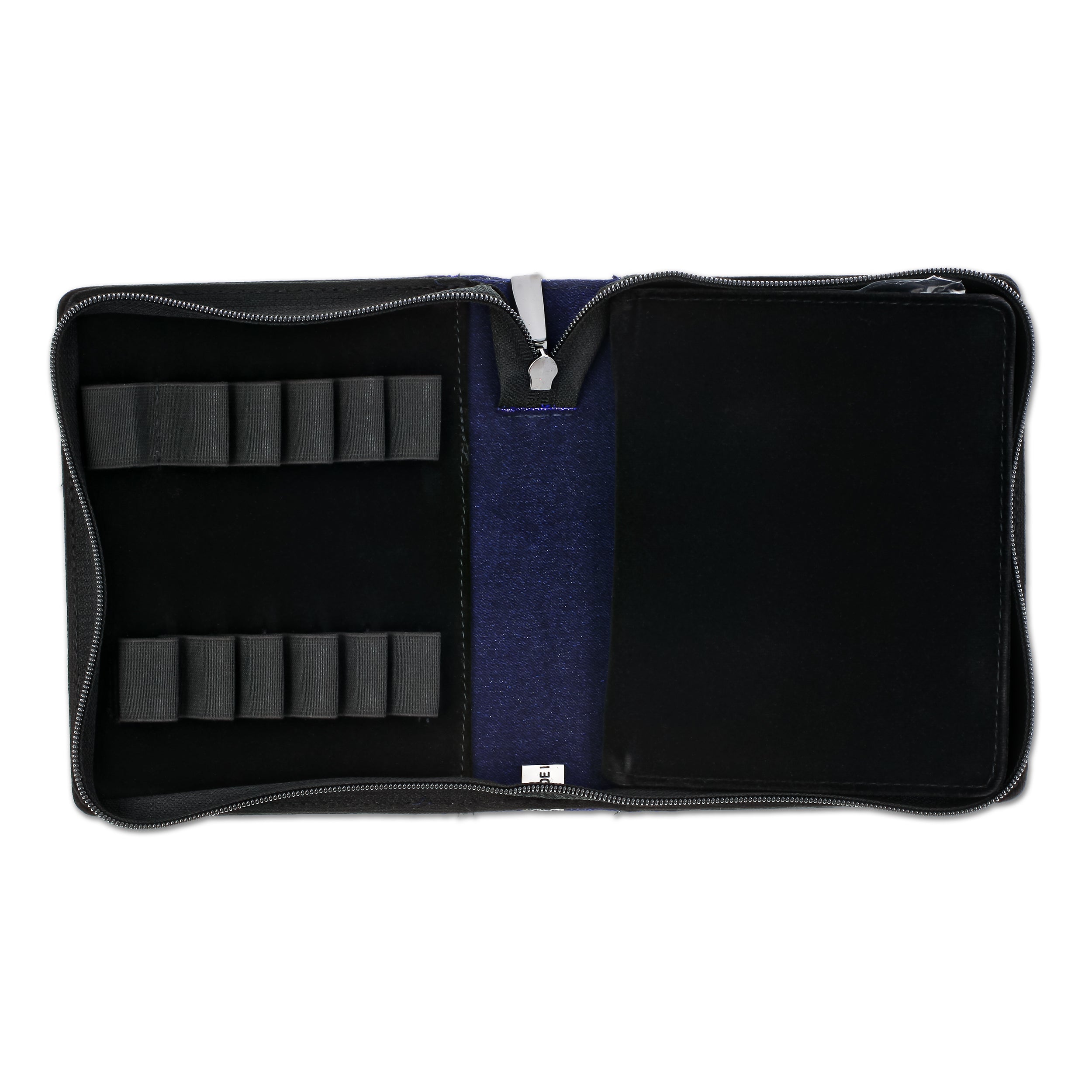 Girologio 12-Slot Zippered Pen Case - Premium Cotton Denim Pencil Pouch for School, Office & Travel Organization