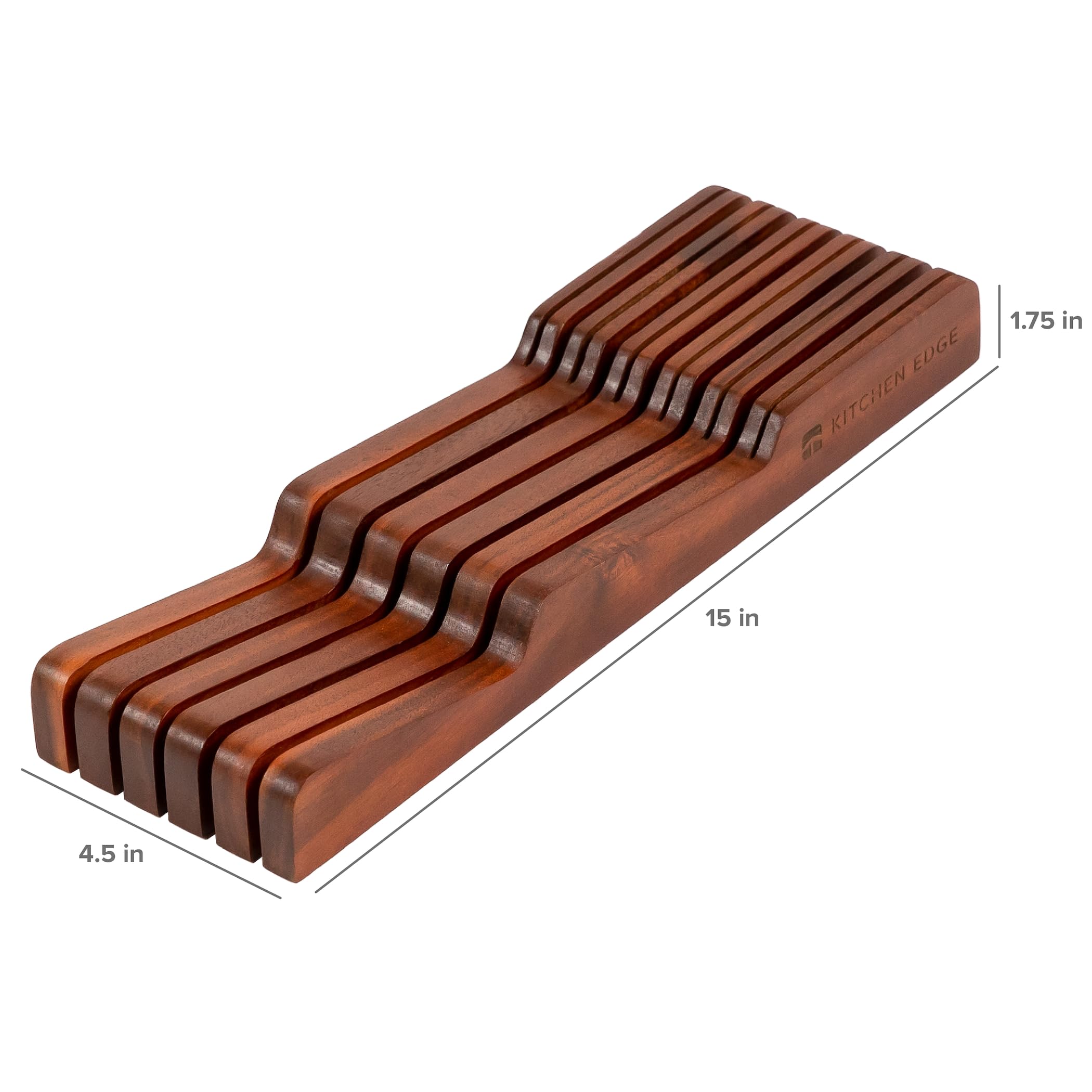 Premium Acacia Wood Knife Block Holder - Organizer for 5 Long & 6 Short Knives (Not Included), Universal Fit with Rubber Feet & Food-Safe Finish | In-Drawer Kitchen Storage for Countertop or Cabinet Use