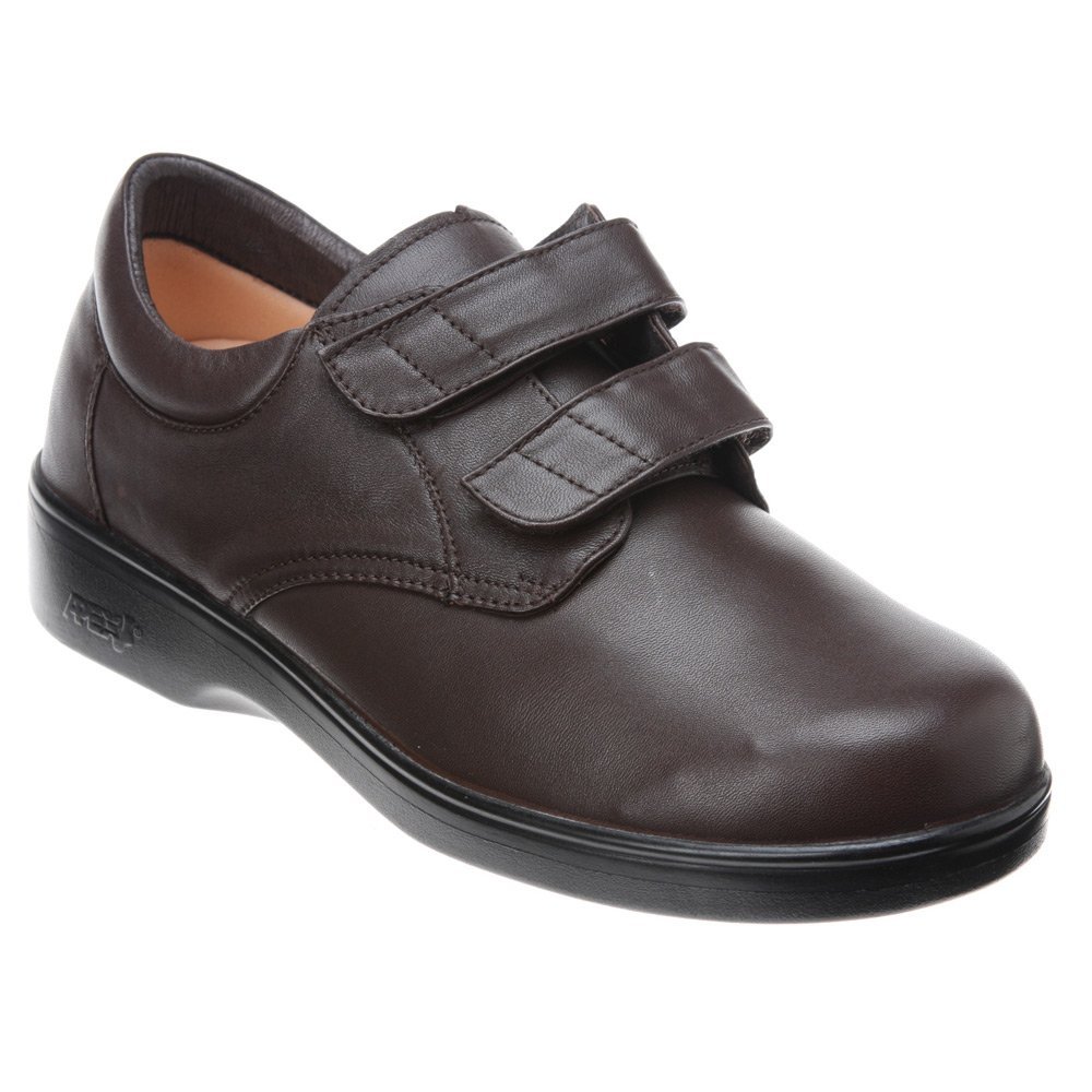 Apex Ambulator Men's Brown Leather Double Strap Walking Shoes - Comfortable & Durable for Casual Wear, Travel & Outdoor Activities