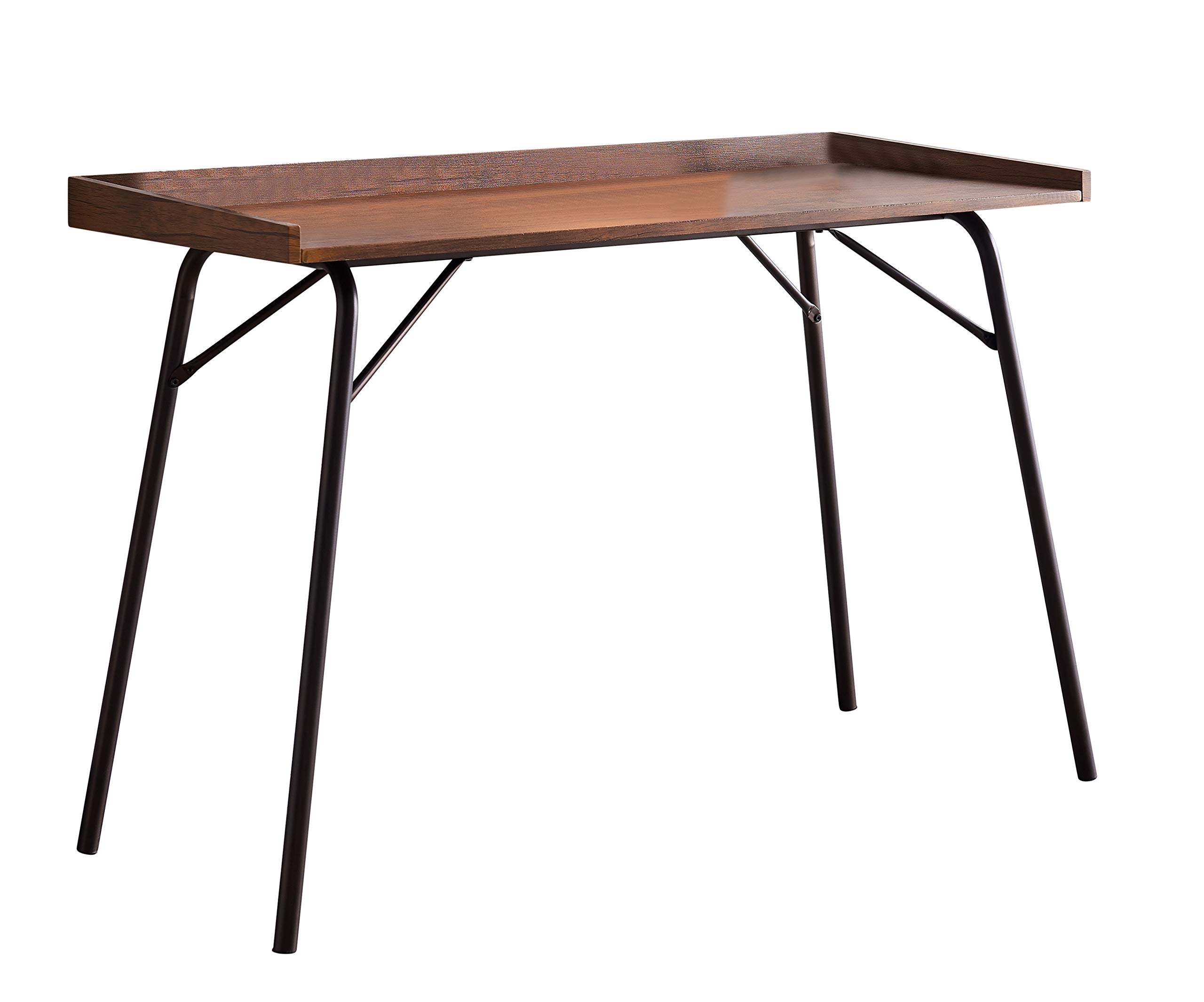 Kings Brand Furniture - Charlier Solid Wood Home Office Computer Desk & Writing Table, Walnut Finish - Perfect for Remote Work, Study & Small Spaces