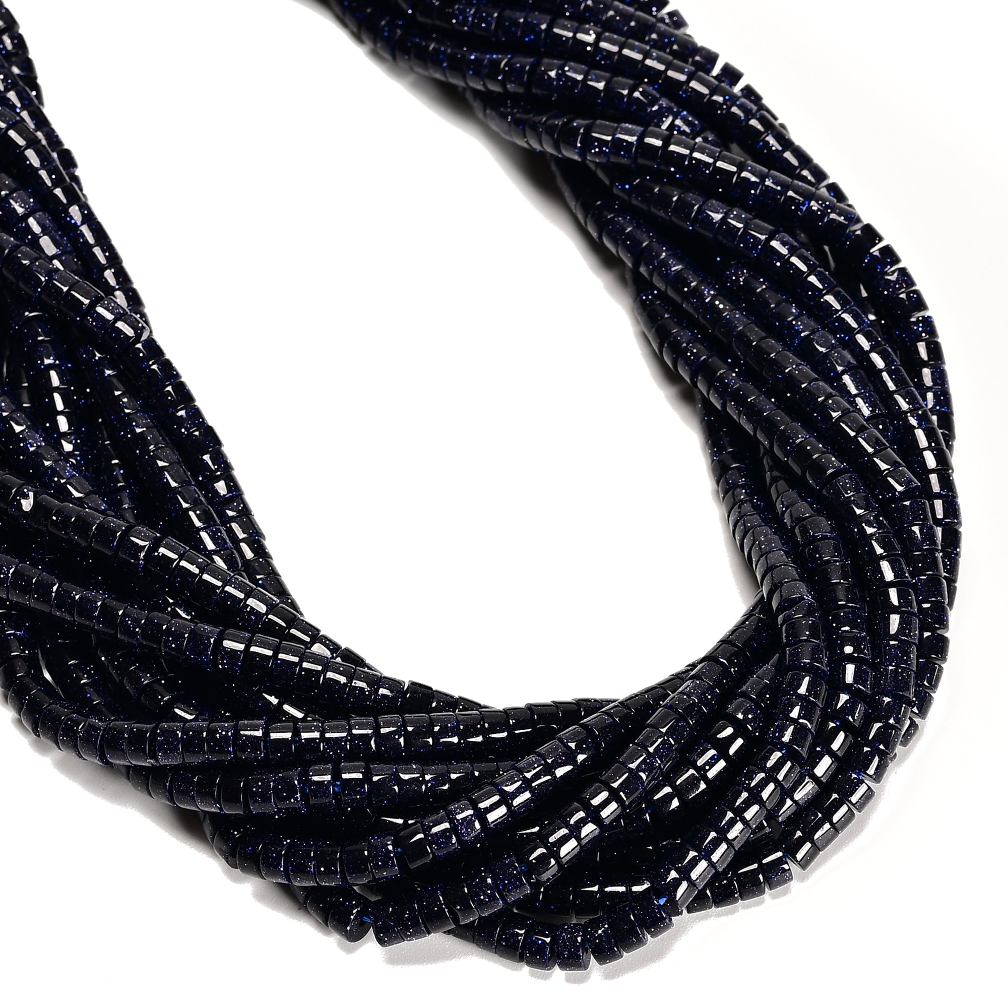 Blue Sand Goldstone Heishi Disc Beads 2x4mm 15