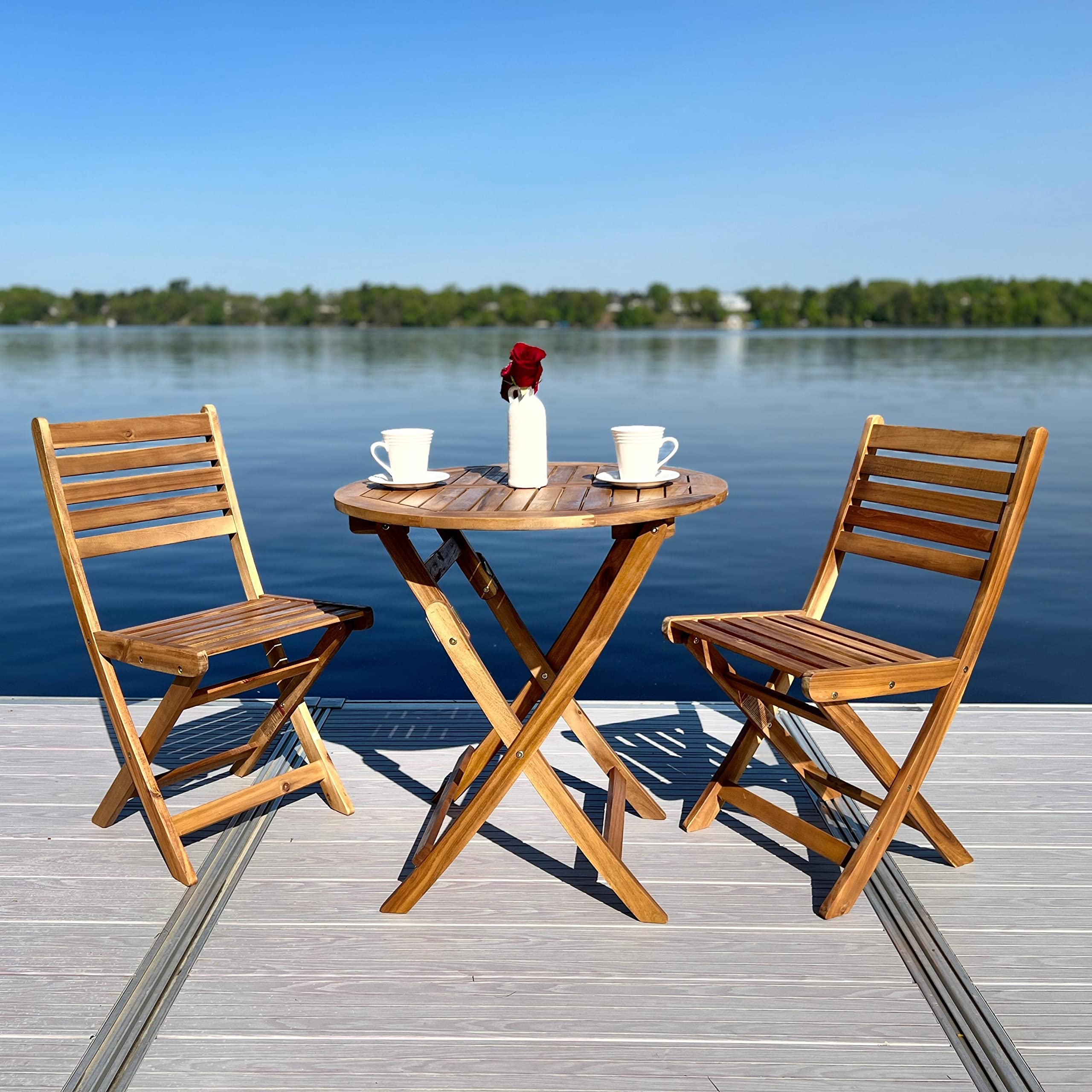 Foldable Round Outdoor Patio Table - 27.5