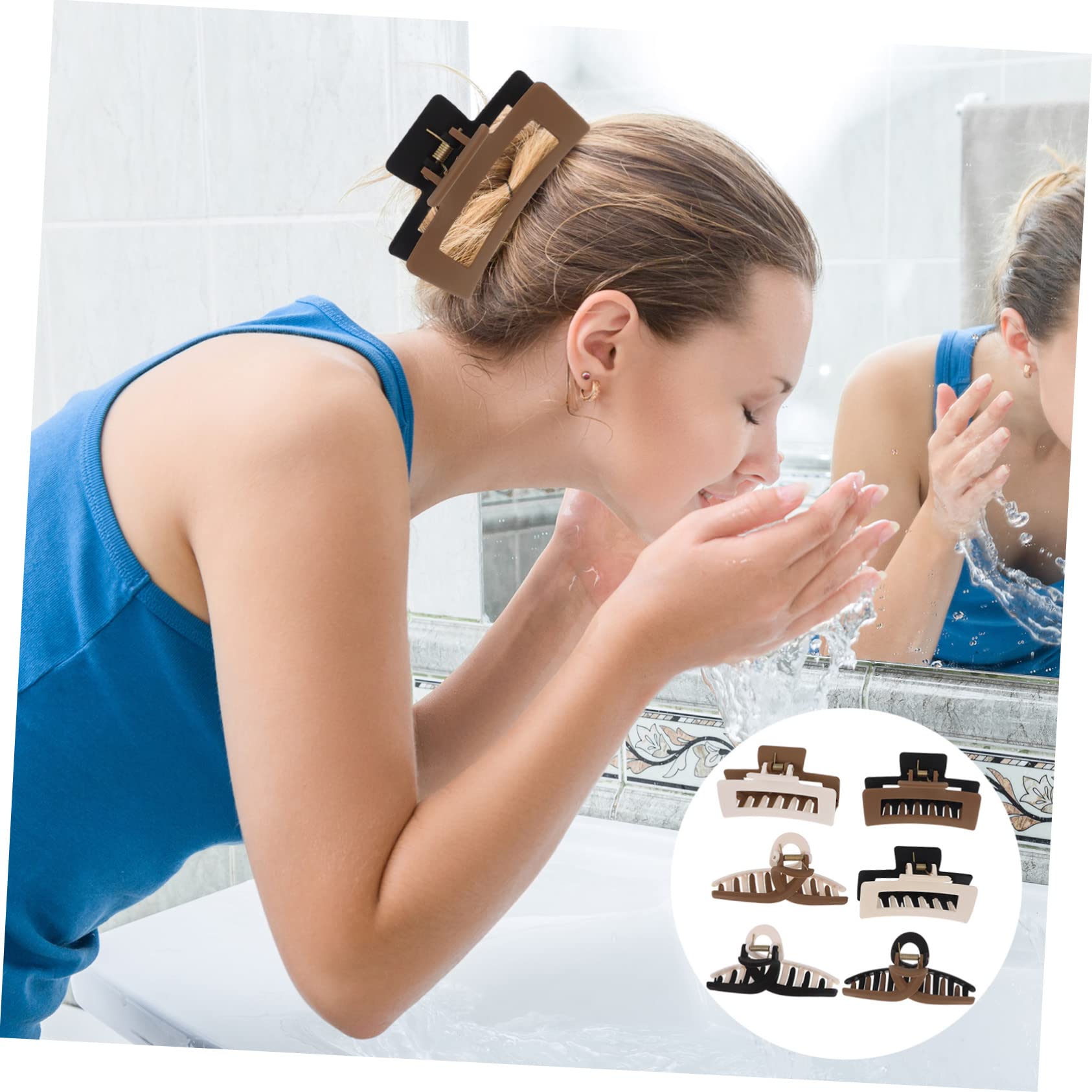 Beavorty 6pcs Matte Snap Hair Clips for Women - Frosted Jaw Hair Clips for Clean Girl Aesthetic - Perfect for School, Work, Gym & Everyday Hairstyles