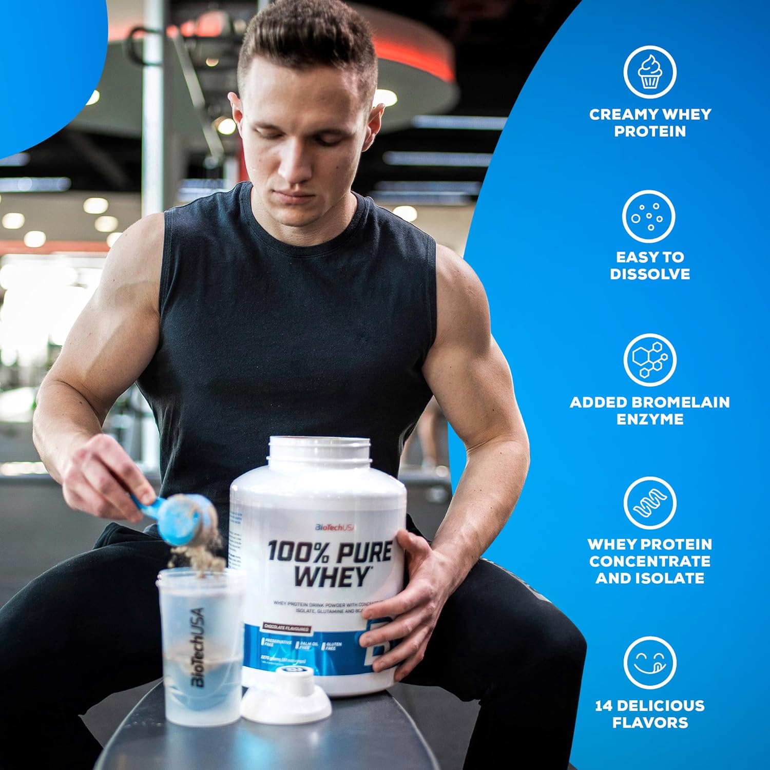 BioTechUSA 100% Pure Whey Protein Powder - 5lb (2.27kg) Vanilla Flavor for Muscle Recovery & Growth - Post-Workout Shake for Gym & Fitness Enthusiasts