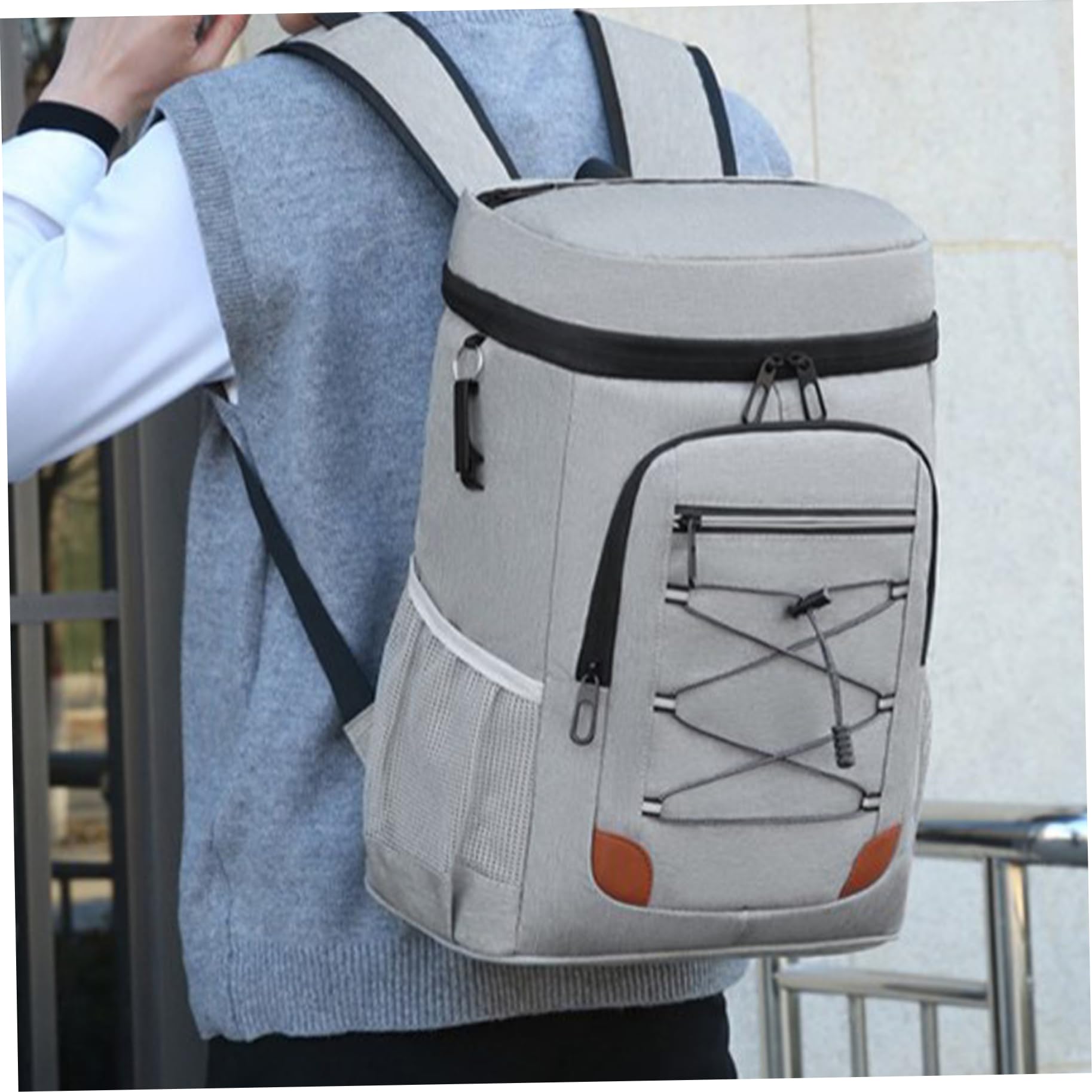 Waterproof Insulated Cooler Backpack - Lightweight Leakproof Lunch Bag for Outdoor Picnics, Beach Trips & Sports Activities | Light Gray Sports Supplies