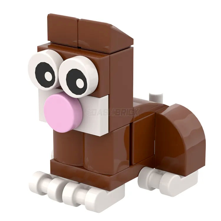 LEGO Brick Kitty Cat Building Kit - Mocha Brown with White Feet [MiniMOC] | Creative DIY Toy for Kids & Adults | Perfect for Home Decor, Gift Giving & Collectors