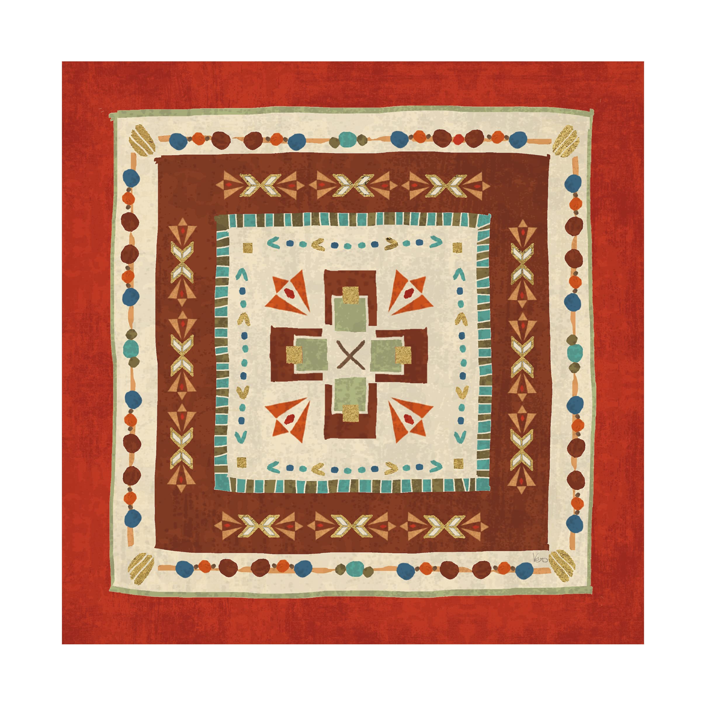 Trademark Fine Art 'Southwest At Heart Tile VI' Canvas Wall Art by Veronique Charron - Southwestern Home Decor for Living Room, Bedroom & Office
