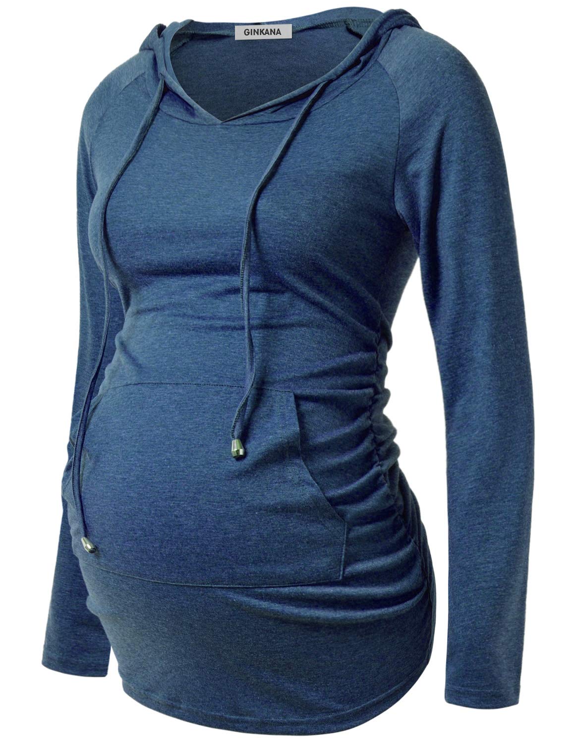 GINKANA Maternity Hoodie - Soft Long Sleeve Pregnancy Sweatshirt for Women | Comfortable Casual Maternity Top for Everyday Wear, Nursing & Pregnancy Appointments
