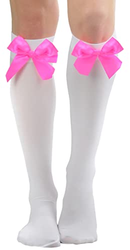 White W/ Hot Pink Bow