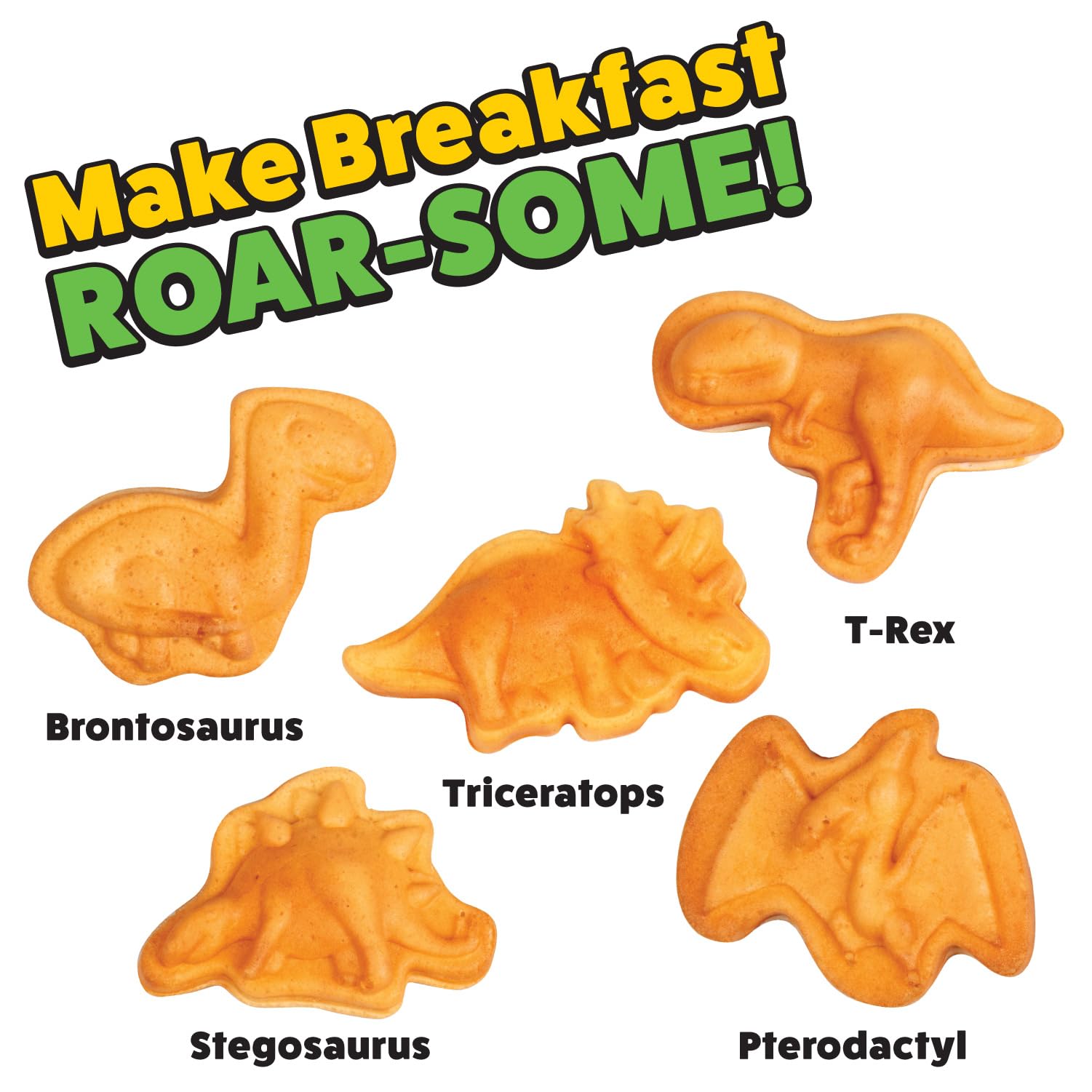 Dinosaur Mini Waffle Maker - 5 Unique 3D Dinosaur Shapes - Fast & Easy Electric Non-Stick Waffle Iron for Kids & Adults - Perfect for Easter Breakfast, Birthday Parties & Fun Family Desserts - Includes Recipe Book & Gift Box