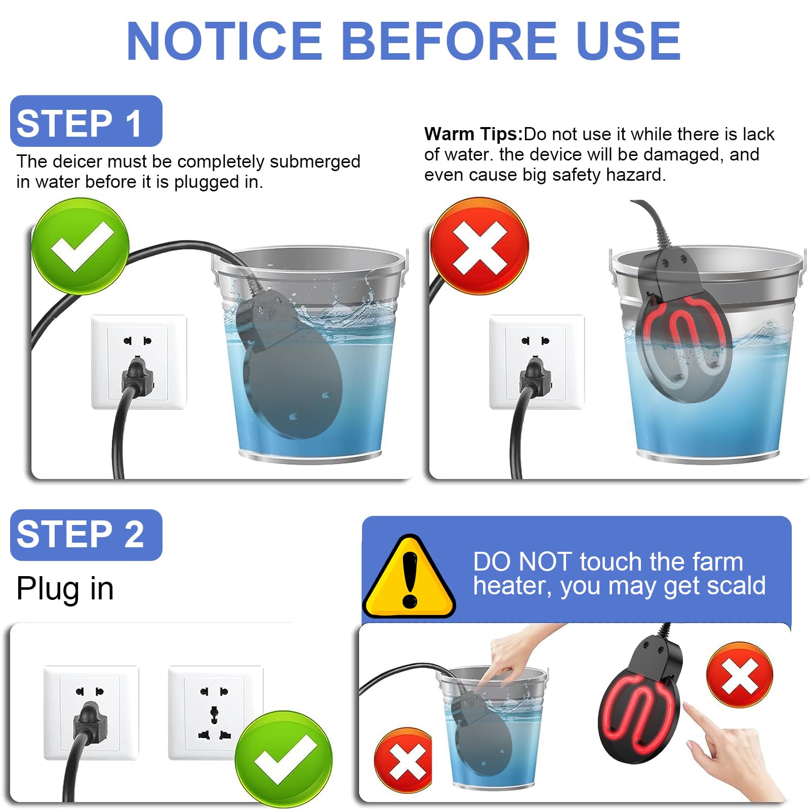500W Aluminum Bird Bath Heater & Pond Deicer - Thermostat Controlled Outdoor Winter Water Heater for Birds, Chickens, Livestock Tanks - Perfect for Backyard, Farm & Garden Use in Cold Weather