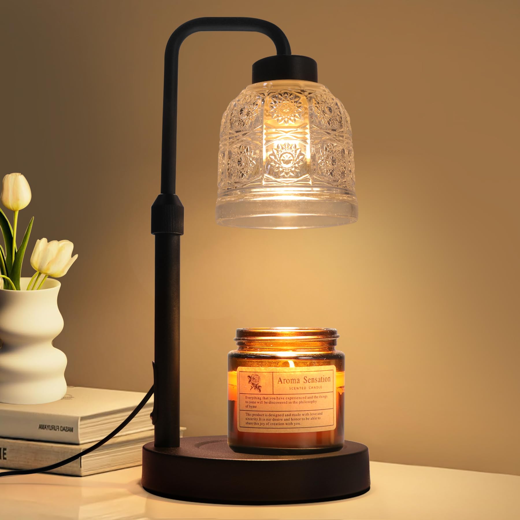 Dimmable Candle Warmer Lamp with Timer & Adjustable Height - Wax Melt Warmer for Scented Jar Candles - Includes 2 Bulbs - Perfect Gift for Women, Mom & Friends - Ideal for Home, Office, Spa & Relaxation