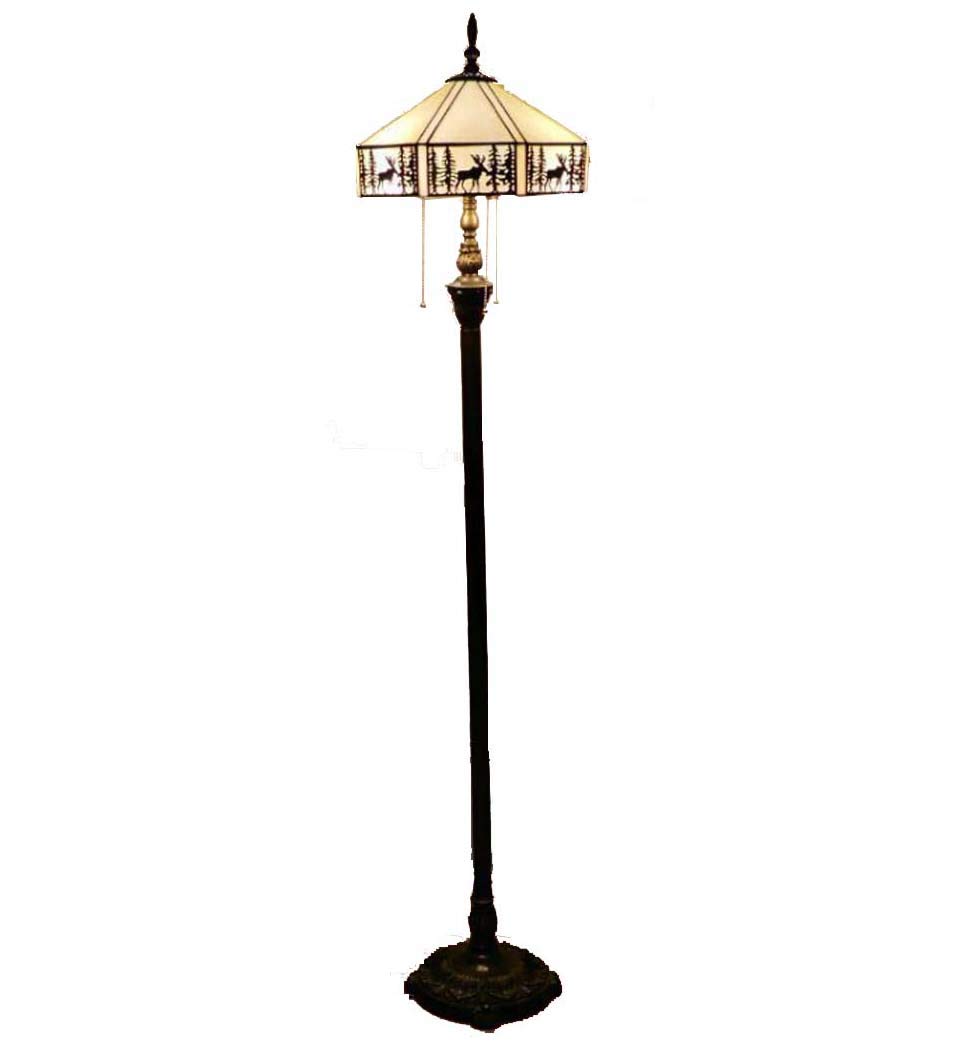 Vintage Tiffany Style 3-Light Antique Stained Glass Floor Lamp - 14