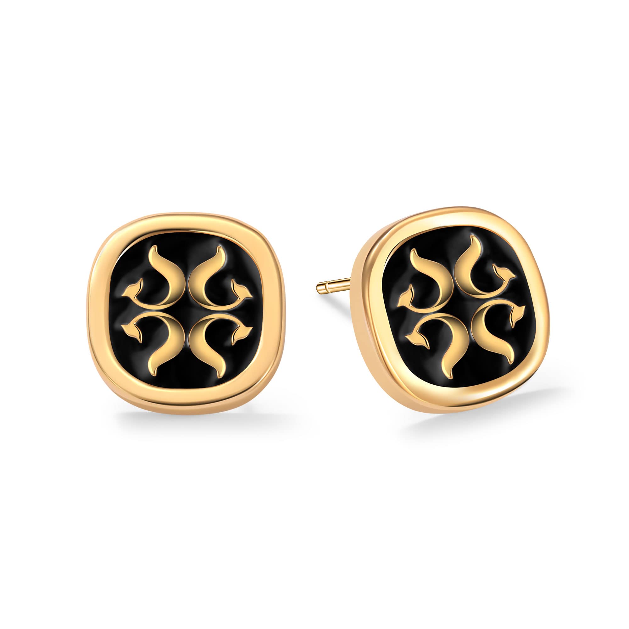 14K Gold Plated Sterling Silver Stud Earrings for Women & Men - Hypoallergenic Animal Square Earrings - Fashion Jewelry Gift for Daily Wear, Parties & Special Occasions