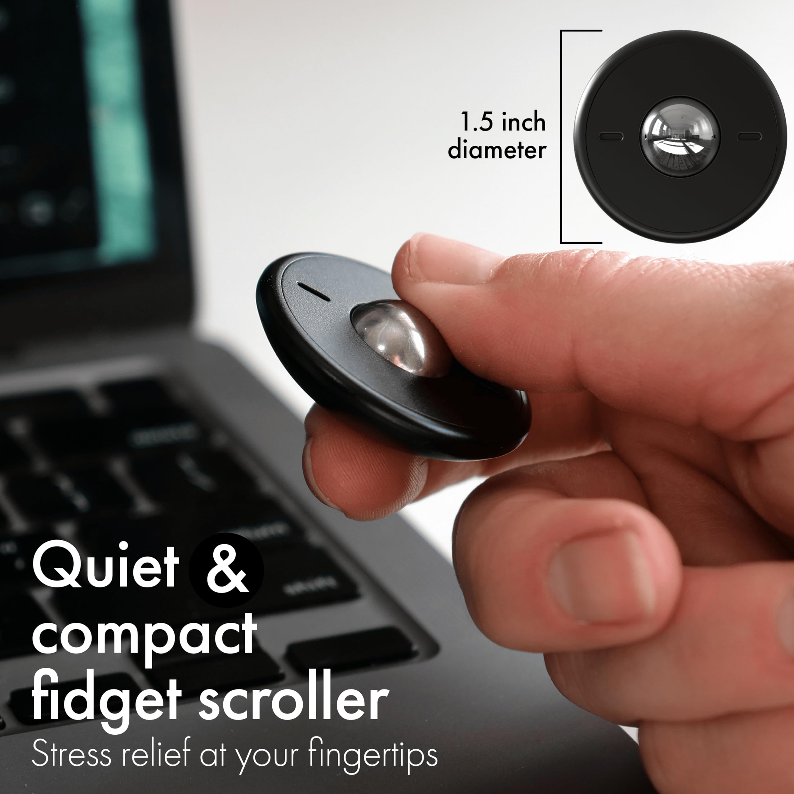 ONO Scroller - Handheld Fidget Toy for Adults & Kids | Stress Relief & Anxiety Reduction Tool | Focus Booster for ADHD & Office Work | Compact Portable Design (Black Aluminum) - Perfect for Work, School & Travel