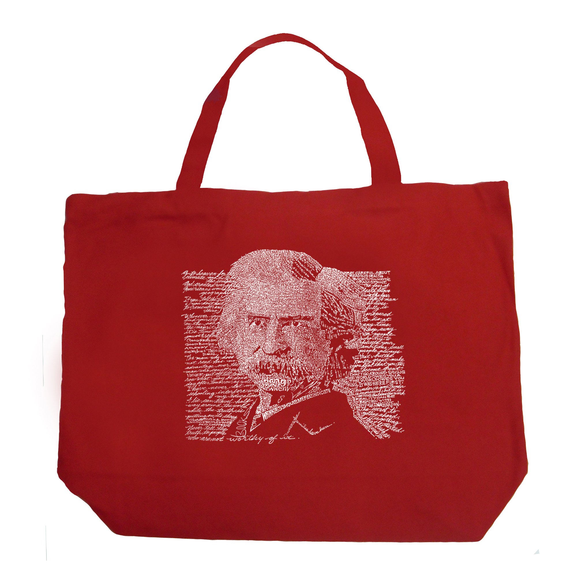 Large Mark Twain Word Art Tote Bag - Stylish Black Canvas Shopping Bag for Book Lovers, Writers & Literary Enthusiasts - Perfect for Bookstores, Libraries & Coffee Shops